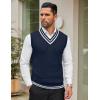 imageCOOFANDY Mens Sweater Vest V Neck Casual Sleeveless Pullover Striped Cable Knit Sweater VestNavy Blue  White Stripe
