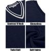 imageCOOFANDY Mens Sweater Vest V Neck Casual Sleeveless Pullover Striped Cable Knit Sweater VestNavy Blue  White Stripe