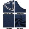 imageCOOFANDY Mens Sweater Vest V Neck Casual Sleeveless Pullover Striped Cable Knit Sweater VestNavy Blue