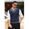 imageCOOFANDY Mens Sweater Vest V Neck Casual Sleeveless Pullover Striped Cable Knit Sweater VestRed  Wihte Stripe