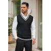 imageCOOFANDY Mens Sweater Vest V Neck Casual Sleeveless Pullover Striped Cable Knit Sweater VestWhite Stripe