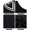 imageCOOFANDY Mens Sweater Vest V Neck Casual Sleeveless Pullover Striped Cable Knit Sweater VestWhite Stripe
