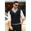 imageCOOFANDY Mens Sweater Vest V Neck Casual Sleeveless Pullover Striped Cable Knit Sweater VestWhite Stripe