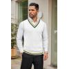 imageCOOFANDY Mens Sweater Vest V Neck Casual Sleeveless Pullover Striped Cable Knit Sweater VestYellow  Green Stripe