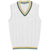 imageCOOFANDY Mens Sweater Vest V Neck Casual Sleeveless Pullover Striped Cable Knit Sweater VestYellow  Green Stripe