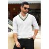 imageCOOFANDY Mens Sweater Vest V Neck Casual Sleeveless Pullover Striped Cable Knit Sweater VestYellow  Green Stripe