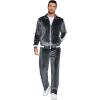 imageCOOFANDY Mens Tracksuit 2 Piece Set Velour Sweatsuit Jogging Suits Full Zip Jacket Pants OutfitsDark Grey