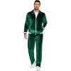 imageCOOFANDY Mens Tracksuit 2 Piece Set Velour Sweatsuit Jogging Suits Full Zip Jacket Pants OutfitsEvergreen