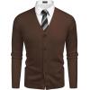 imageCOOFANDY Mens V Neck Cardigan Sweater Casual Lightweight Button Down Knitted Cardigan SweaterBrown