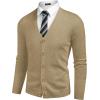 imageCOOFANDY Mens V Neck Cardigan Sweater Casual Lightweight Button Down Knitted Cardigan SweaterKhaki