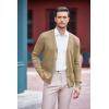 imageCOOFANDY Mens V Neck Cardigan Sweater Casual Lightweight Button Down Knitted Cardigan SweaterKhaki