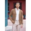 imageCOOFANDY Mens V Neck Cardigan Sweater Casual Lightweight Button Down Knitted Cardigan SweaterLight Brown