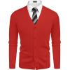 imageCOOFANDY Mens V Neck Cardigan Sweater Casual Lightweight Button Down Knitted Cardigan SweaterRed
