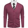 imageCOOFANDY Mens V Neck Cardigan Sweater Casual Lightweight Button Down Knitted Cardigan SweaterWine Red