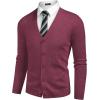 imageCOOFANDY Mens V Neck Cardigan Sweater Casual Lightweight Button Down Knitted Cardigan SweaterWine Red