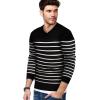 imageCOOFANDY Mens V Neck Dress Sweater Knit Long Sleeve Slim Fit Sweaters Fashion Pullover SweaterBalck White Stripe