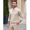 imageCOOFANDY Mens V Neck Dress Sweater Knit Long Sleeve Slim Fit Sweaters Fashion Pullover SweaterKhaki