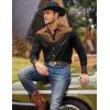 imageCOOFANDY Mens Western Cowboy Shirt Embroidered Button Down Long Sleeve ShirtsCotton  Black  Brown