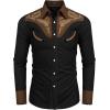 imageCOOFANDY Mens Western Cowboy Shirt Embroidered Button Down Long Sleeve ShirtsCotton  Black  Brown