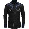 imageCOOFANDY Mens Western Cowboy Shirt Embroidered Button Down Long Sleeve ShirtsCotton  Black