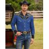 imageCOOFANDY Mens Western Cowboy Shirt Embroidered Button Down Long Sleeve ShirtsCotton  Blue  Black