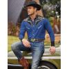 imageCOOFANDY Mens Western Cowboy Shirt Embroidered Button Down Long Sleeve ShirtsCotton  Blue  Black