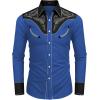 imageCOOFANDY Mens Western Cowboy Shirt Embroidered Button Down Long Sleeve ShirtsCotton  Blue  Black