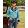 imageCOOFANDY Mens Western Cowboy Shirt Embroidered Button Down Long Sleeve ShirtsCotton  Blue