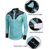 imageCOOFANDY Mens Western Cowboy Shirt Embroidered Button Down Long Sleeve ShirtsCotton  Blue