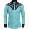 imageCOOFANDY Mens Western Cowboy Shirt Embroidered Button Down Long Sleeve ShirtsCotton  Blue