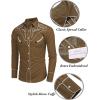 imageCOOFANDY Mens Western Cowboy Shirt Embroidered Button Down Long Sleeve ShirtsCotton  Brown