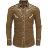 imageCOOFANDY Mens Western Cowboy Shirt Embroidered Button Down Long Sleeve ShirtsCotton  Brown