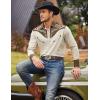 imageCOOFANDY Mens Western Cowboy Shirt Embroidered Button Down Long Sleeve ShirtsCotton  Creamy White