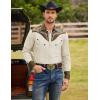 imageCOOFANDY Mens Western Cowboy Shirt Embroidered Button Down Long Sleeve ShirtsCotton  Creamy White
