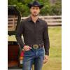 imageCOOFANDY Mens Western Cowboy Shirt Embroidered Button Down Long Sleeve ShirtsCotton  Dark Brown