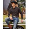 imageCOOFANDY Mens Western Cowboy Shirt Embroidered Button Down Long Sleeve ShirtsCotton  Dark Brown
