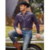 imageCOOFANDY Mens Western Cowboy Shirt Embroidered Button Down Long Sleeve ShirtsCotton  Dark Purple