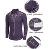 imageCOOFANDY Mens Western Cowboy Shirt Embroidered Button Down Long Sleeve ShirtsCotton  Dark Purple