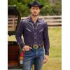 imageCOOFANDY Mens Western Cowboy Shirt Embroidered Button Down Long Sleeve ShirtsCotton  Dark Purple