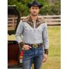 imageCOOFANDY Mens Western Cowboy Shirt Embroidered Button Down Long Sleeve ShirtsCotton  Grey