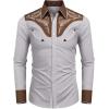 imageCOOFANDY Mens Western Cowboy Shirt Embroidered Button Down Long Sleeve ShirtsCotton  Grey