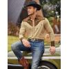imageCOOFANDY Mens Western Cowboy Shirt Embroidered Button Down Long Sleeve ShirtsCotton  Khaki