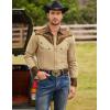 imageCOOFANDY Mens Western Cowboy Shirt Embroidered Button Down Long Sleeve ShirtsCotton  Khaki