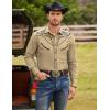 imageCOOFANDY Mens Western Cowboy Shirt Embroidered Button Down Long Sleeve ShirtsCotton  Light Khaki