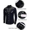 imageCOOFANDY Mens Western Cowboy Shirt Embroidered Button Down Long Sleeve ShirtsCotton  Navy Blue