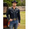 imageCOOFANDY Mens Western Cowboy Shirt Embroidered Button Down Long Sleeve ShirtsCotton  Navy Blue