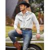 imageCOOFANDY Mens Western Cowboy Shirt Embroidered Button Down Long Sleeve ShirtsCotton  Pure White