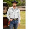 imageCOOFANDY Mens Western Cowboy Shirt Embroidered Button Down Long Sleeve ShirtsCotton  Pure White