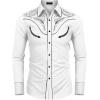 imageCOOFANDY Mens Western Cowboy Shirt Embroidered Button Down Long Sleeve ShirtsCotton  Pure White
