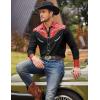 imageCOOFANDY Mens Western Cowboy Shirt Embroidered Button Down Long Sleeve ShirtsCotton  Red  Black